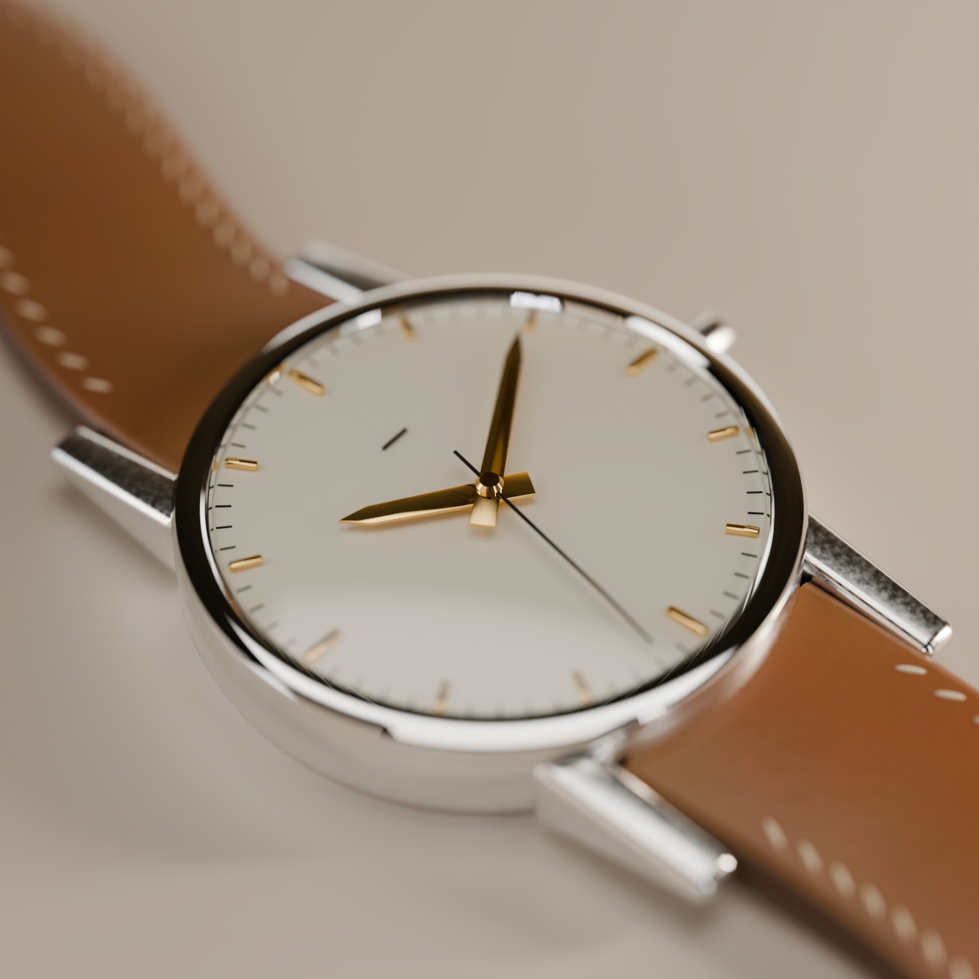 Ivory dial watch with gold indices