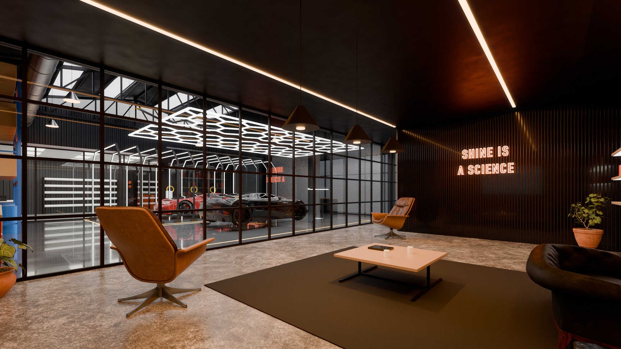 Detailing studio, client lounge