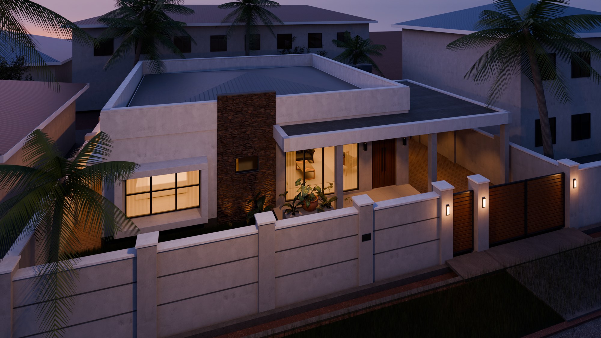 Bungalow at dusk